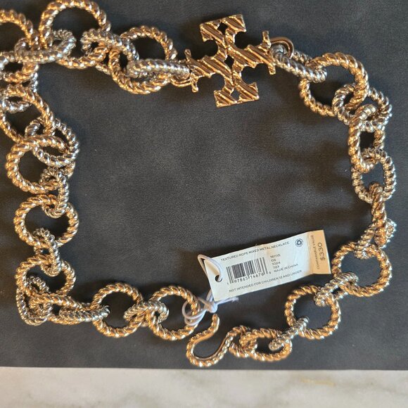 Tory Burch Gold and Silver Textured Rope Necklace - Picture 13 of 14
